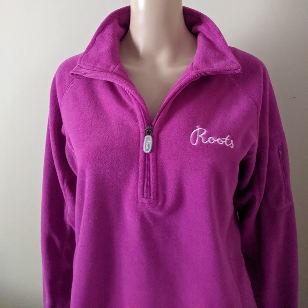 Roots Fleece Purple Quarter-Zip Sweater, Women's Medium/12